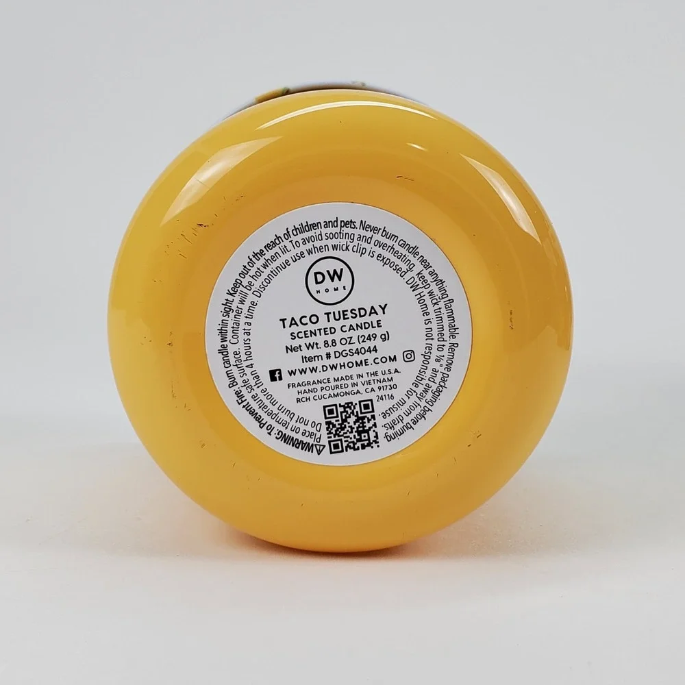 DW Home Taco Tuesday Scented Candle Yellow Jar Taco Lime Lid 8.8oz DGS4044